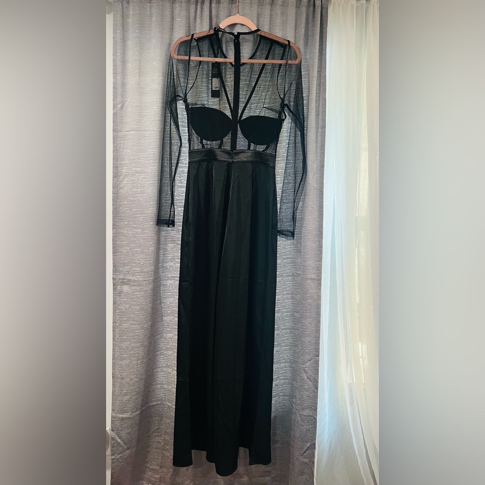 Fashion Nova Black Cut Out Tie Front Gown